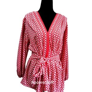 NWT Max Studio size M Shirt/Dress Red, light blue,white and black dots